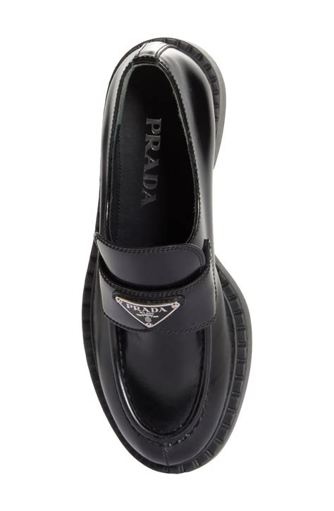 prada patent triangle logo loafer nero|Prada Triangle Logo Patent Leather Loafer (Women) .